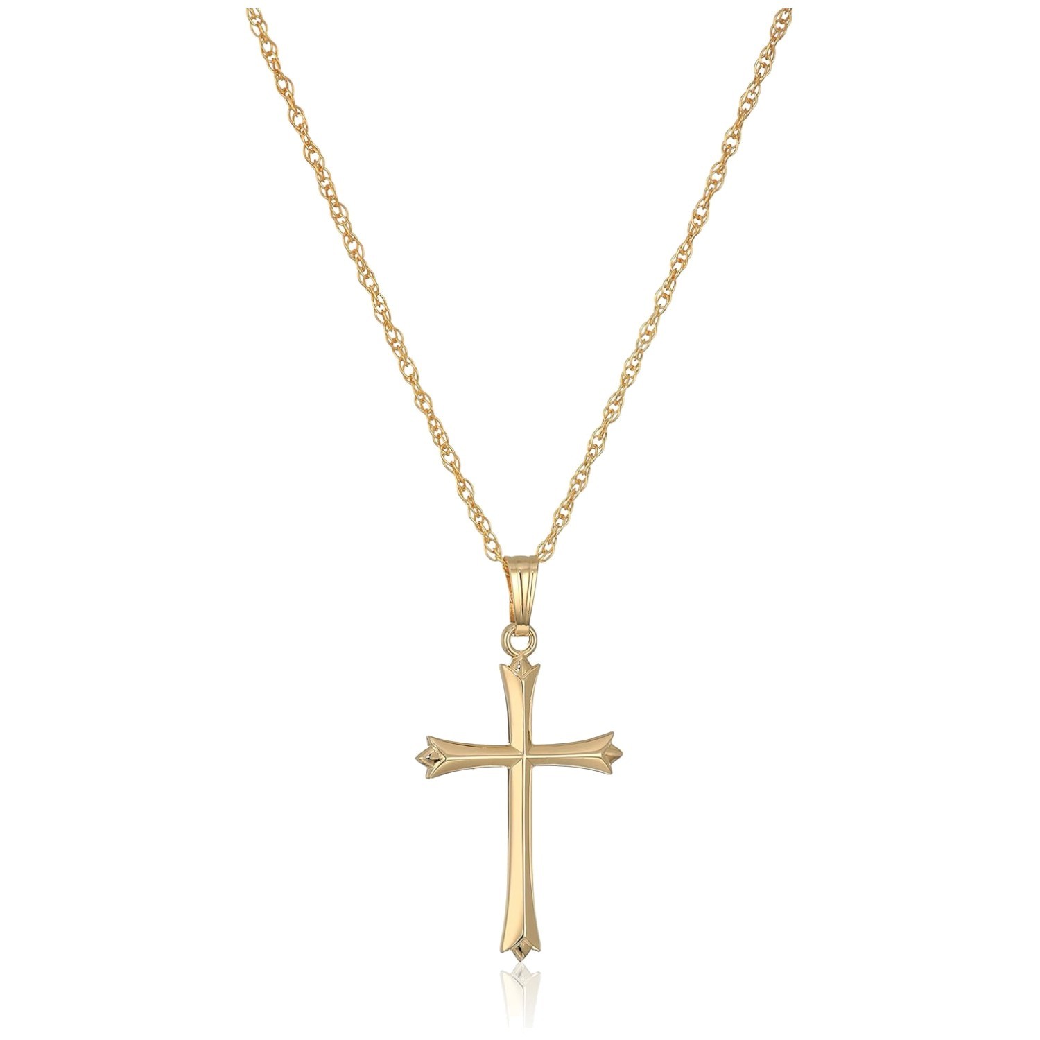 Elegant 14k Gold-Filled Polished Cross Pendant Necklace – 18” USA Craftsmanship