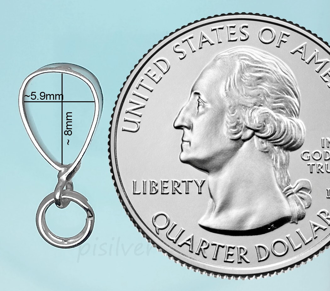 925 Sterling Silver Bail w/Split Ring Charm Pendant Clasp Connector Finding