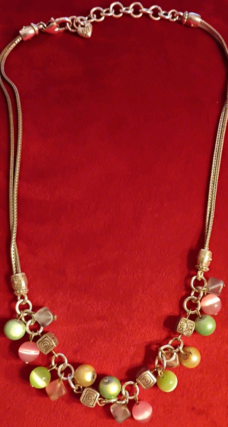 Brighton Mimosa Necklace Retired Beaded Pink Green Blue Yellow Frost 16-18″