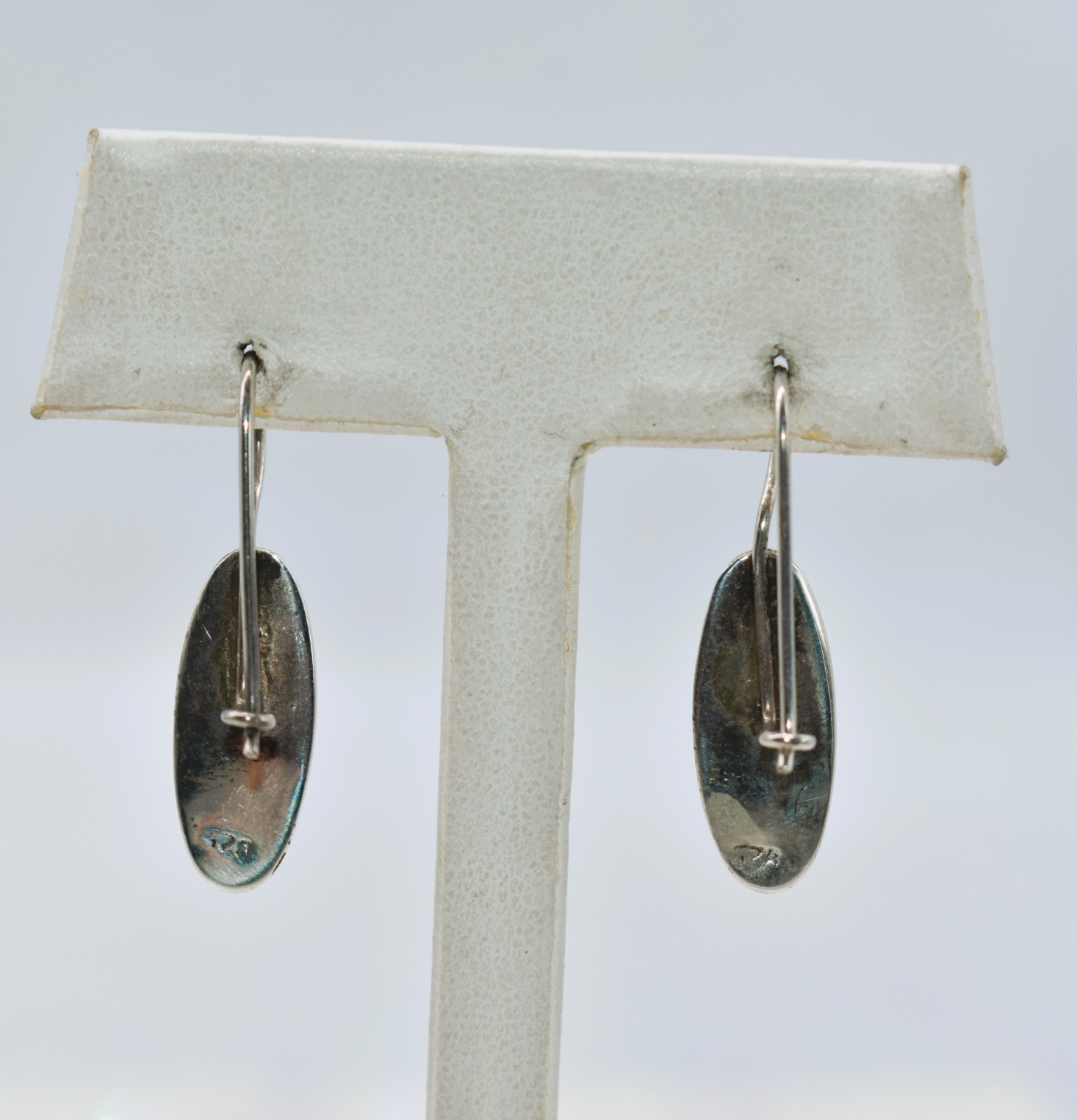 Simulated Turquoise Sterling Silver Dangle/Drop Earrings 1-1/4 inch