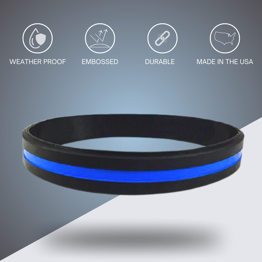 Bulk Blue Line Silicone Wrist Bands (100pk/ 50pk/ 25pk/ 10pk) Adult and Child