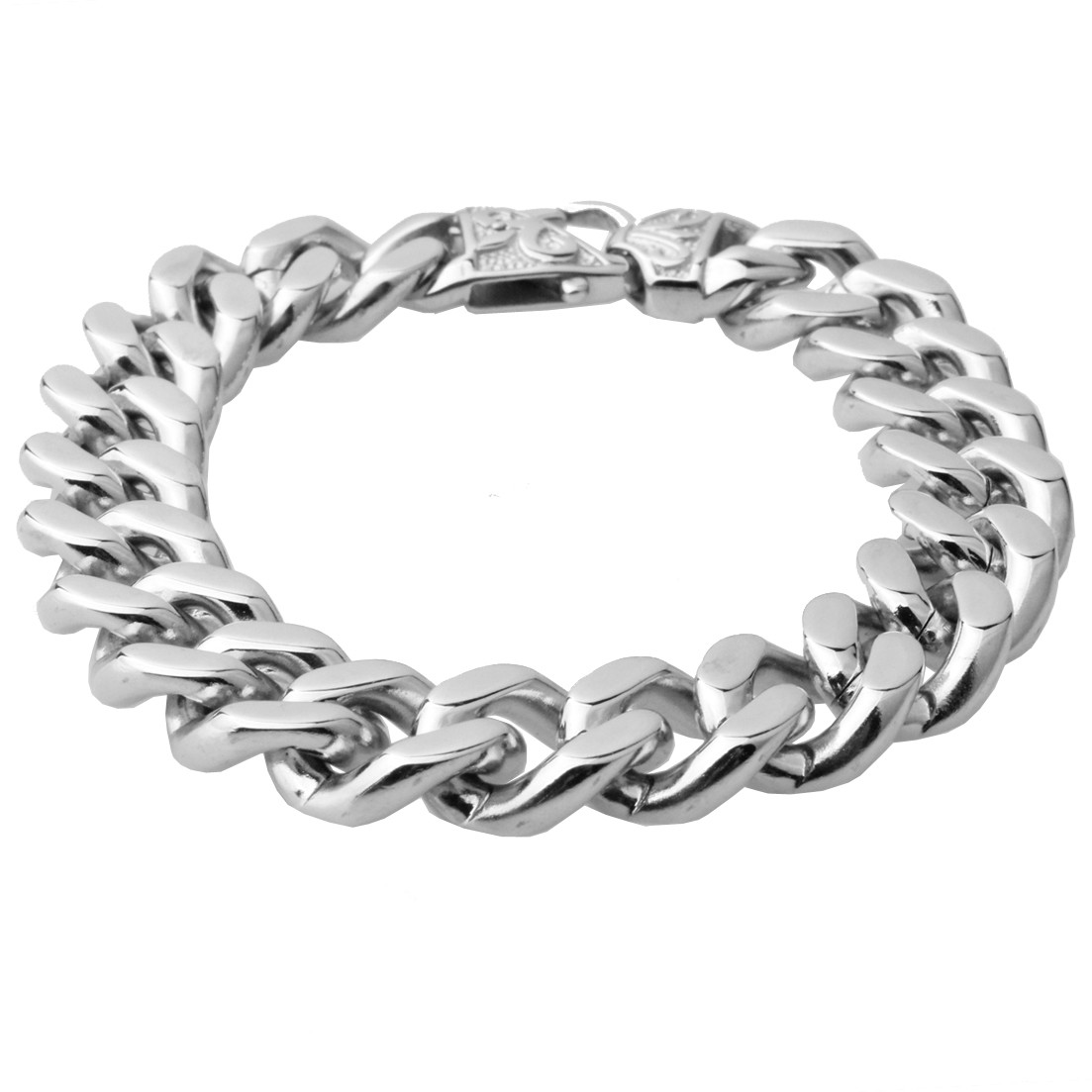 13/15mm Fashion Mens Chain Stainless Steel Curb Cuban Link Bracelet 7-11inch
