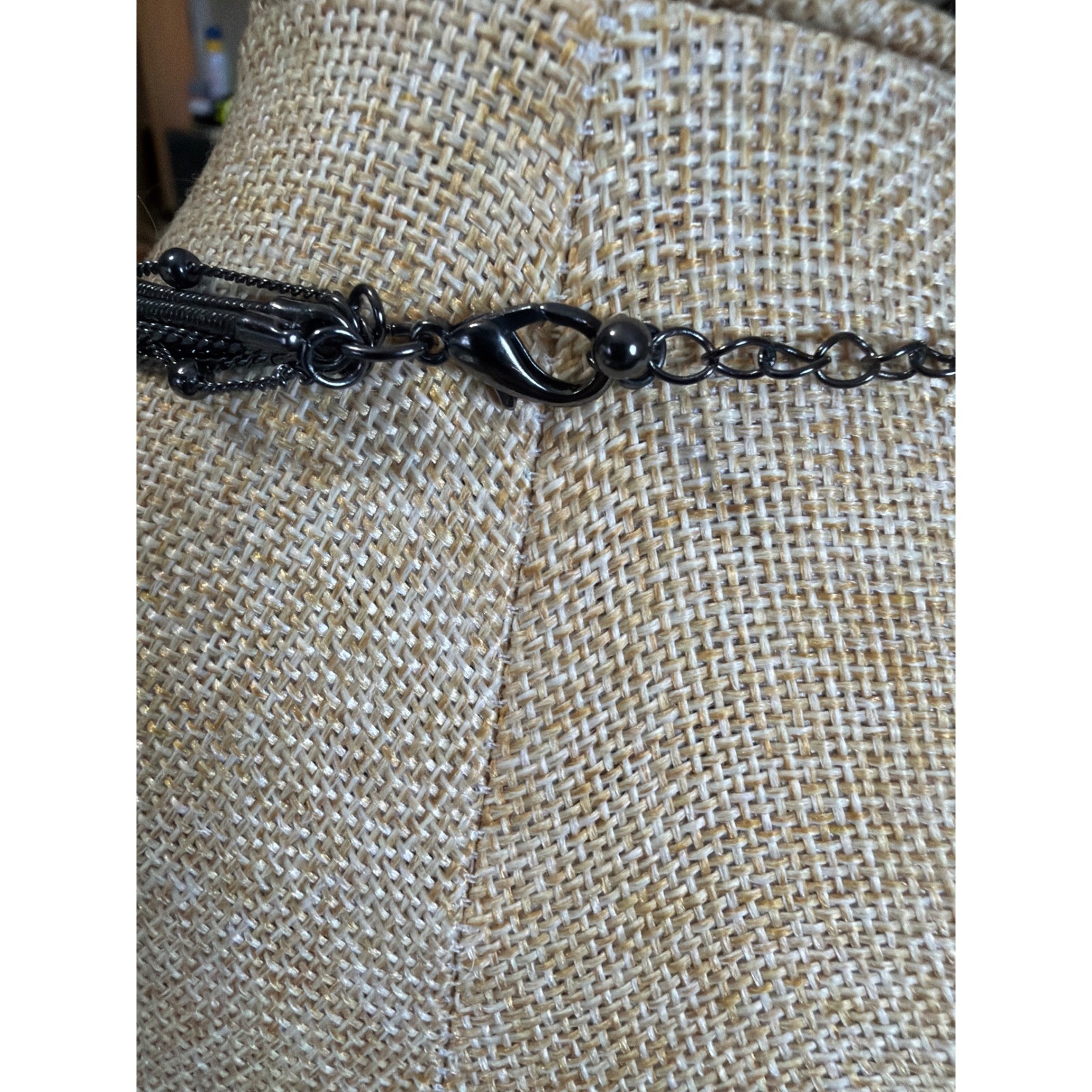 Gunmetal Multi Strand Layered Necklace Beaded Snake Chain Dark Metallic