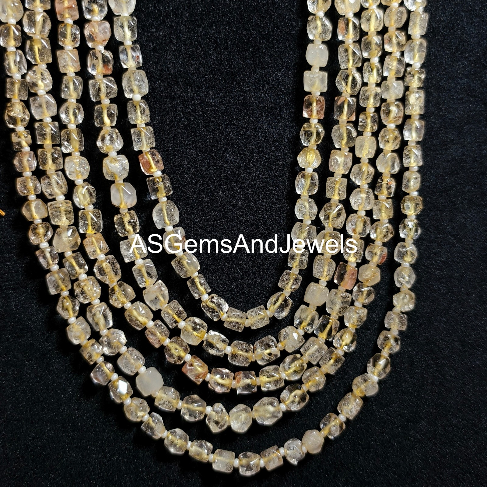 Natural Golden Rutile Gemstone Square Cube Beads Handmade Necklace Size 4-5mm