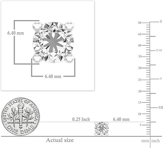 925 Sterling Silver-Plated Round Cubic Zirconia Clear CZ Stud Earrings