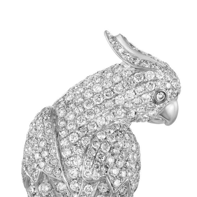 3.11 Carat Pave Set Round Cubic Zirconia In Bird Shape 925 Silver Wedding Brooch