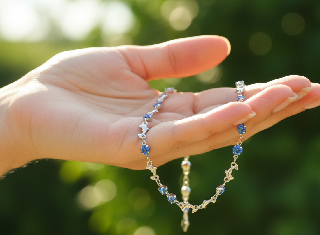 Elegant Silver-Plated Anklet with Blue Beads Minimalist Delicate Chain Anklet