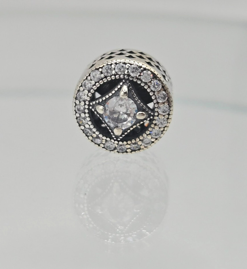 Authentic Pandora Sparkling Vintage Allure Moments bead silver Charm