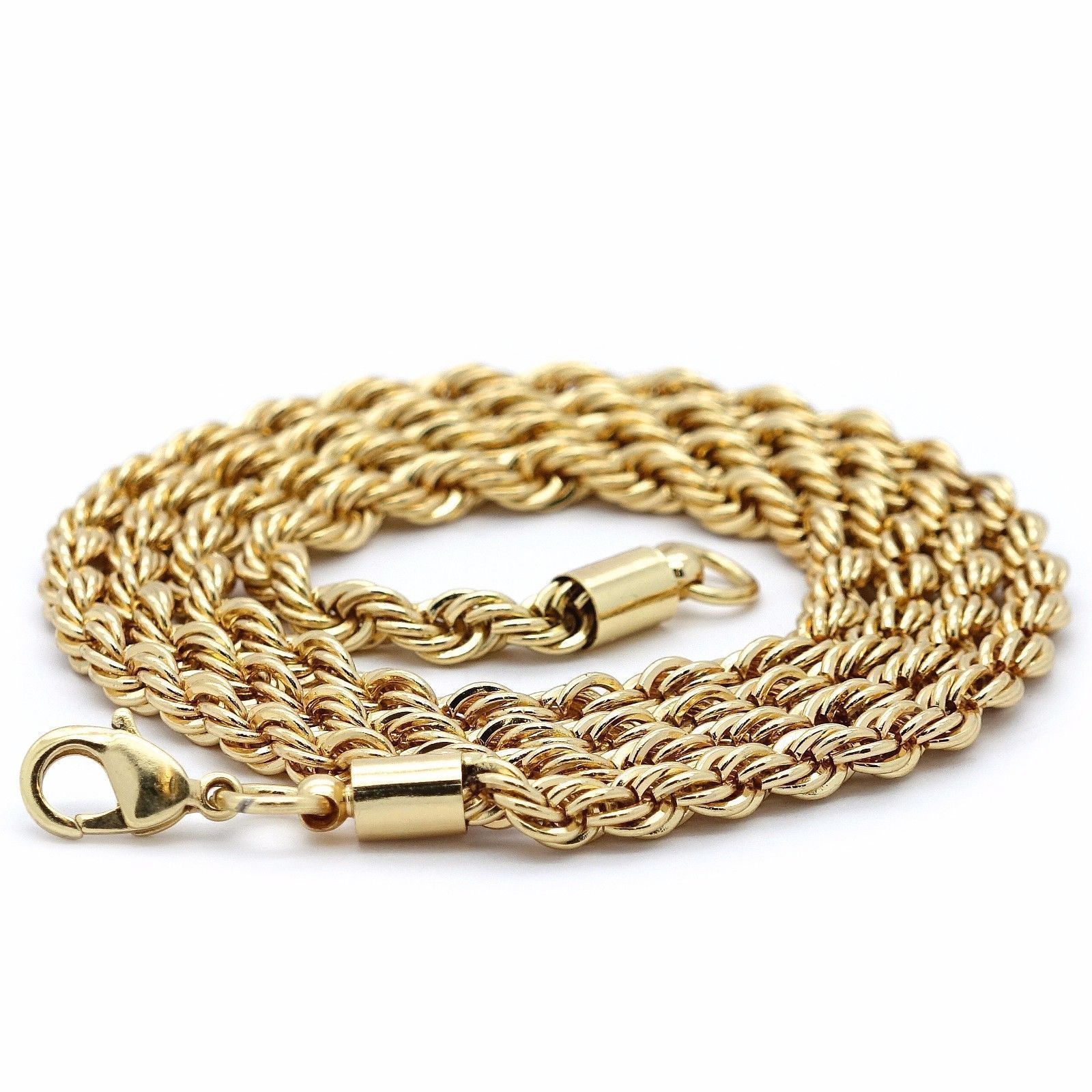 Mens 14k Gold Plated SAVAGE Cubic-Zirconia Pendant 4mm Rope Chain Necklace