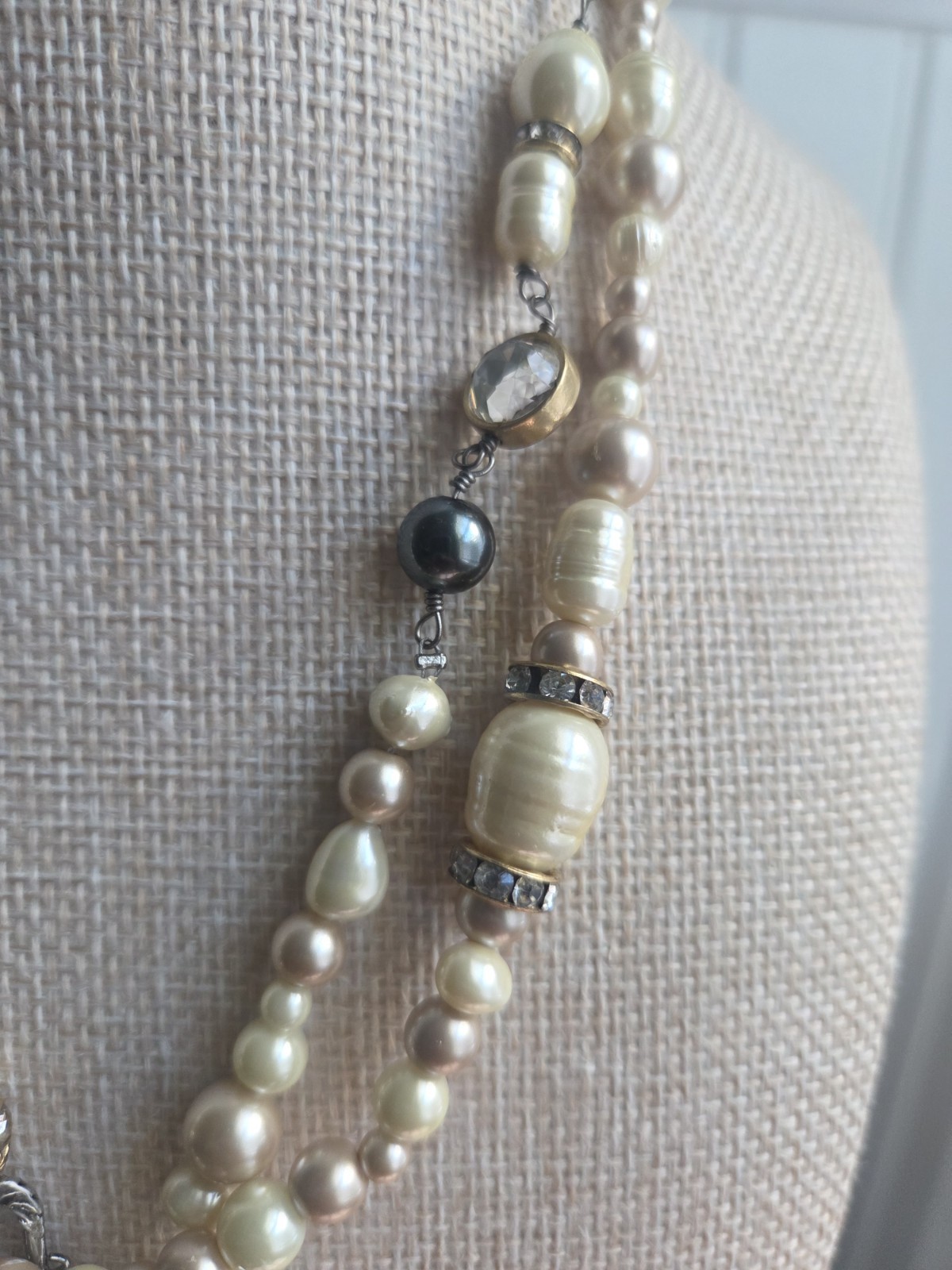 Cabi #2147 Treasure Necklace Mixed Media Pearls Charms Gold Silver Boho Chic