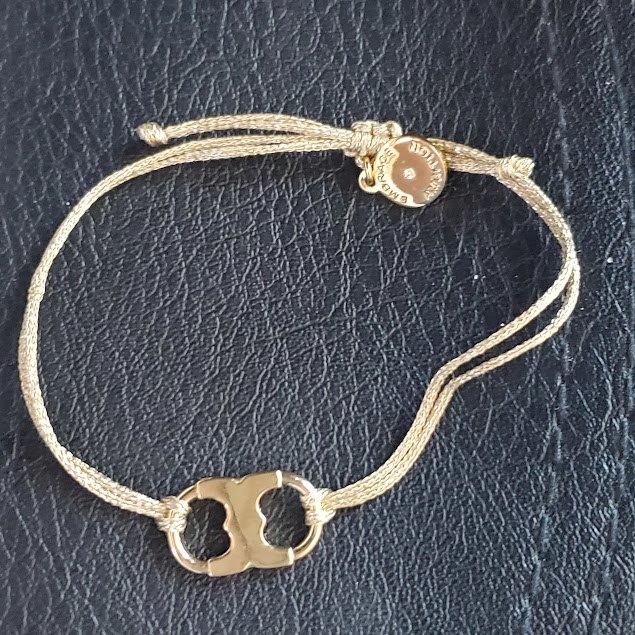Tory Burch Foundation Embrace Ambition Silk Cord Adjustable Bracelet Gold Tone
