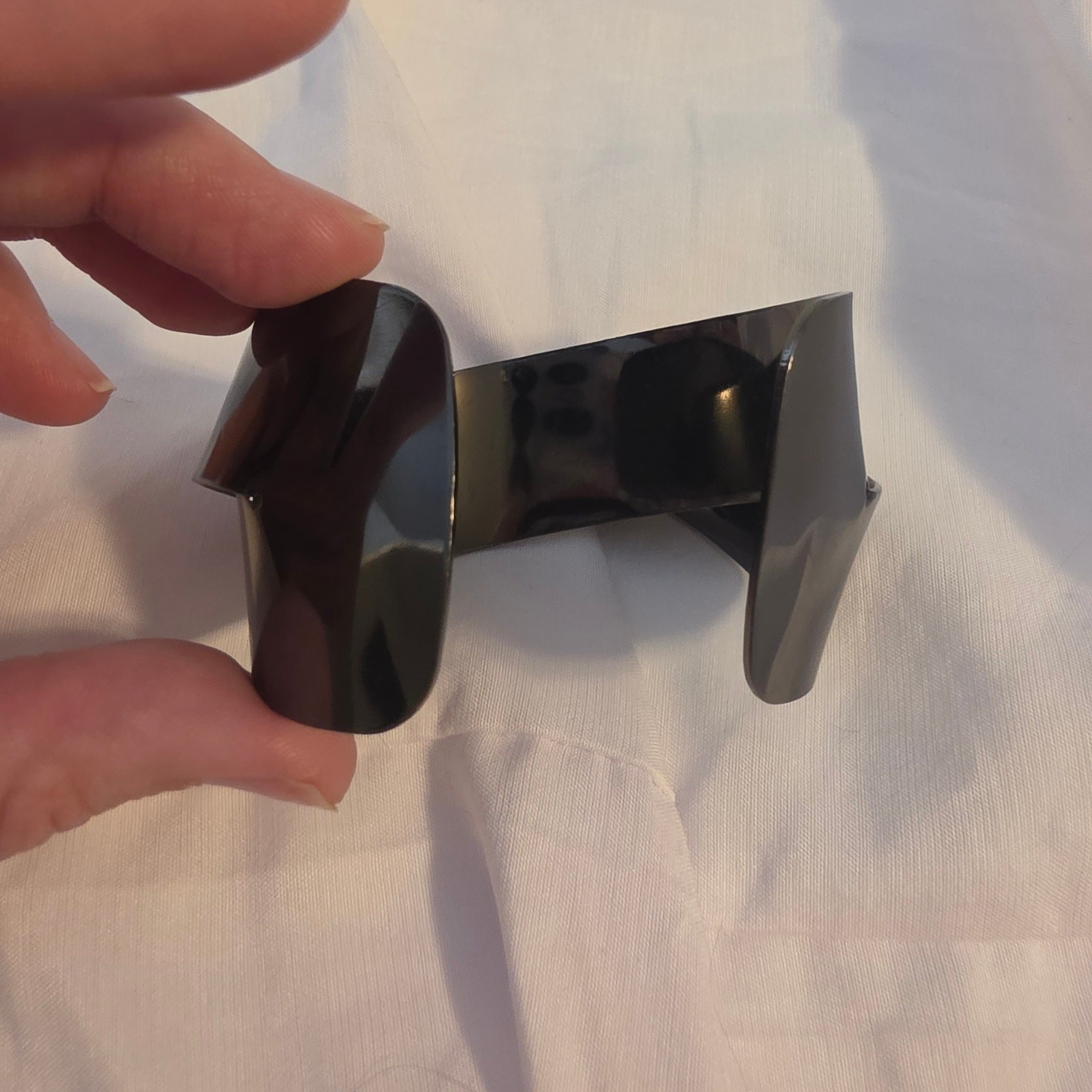 Black Sculptural Lucite Twist Cuff Bracelet Wide Modern Statement Jewelry