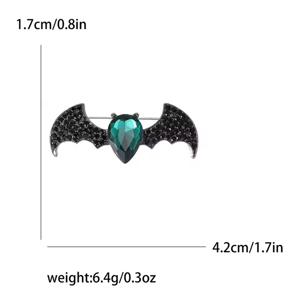 Halloween Rhinestone Bat Brooch Sparkly Costume Pin Gothic Vampire Jewelry Gift