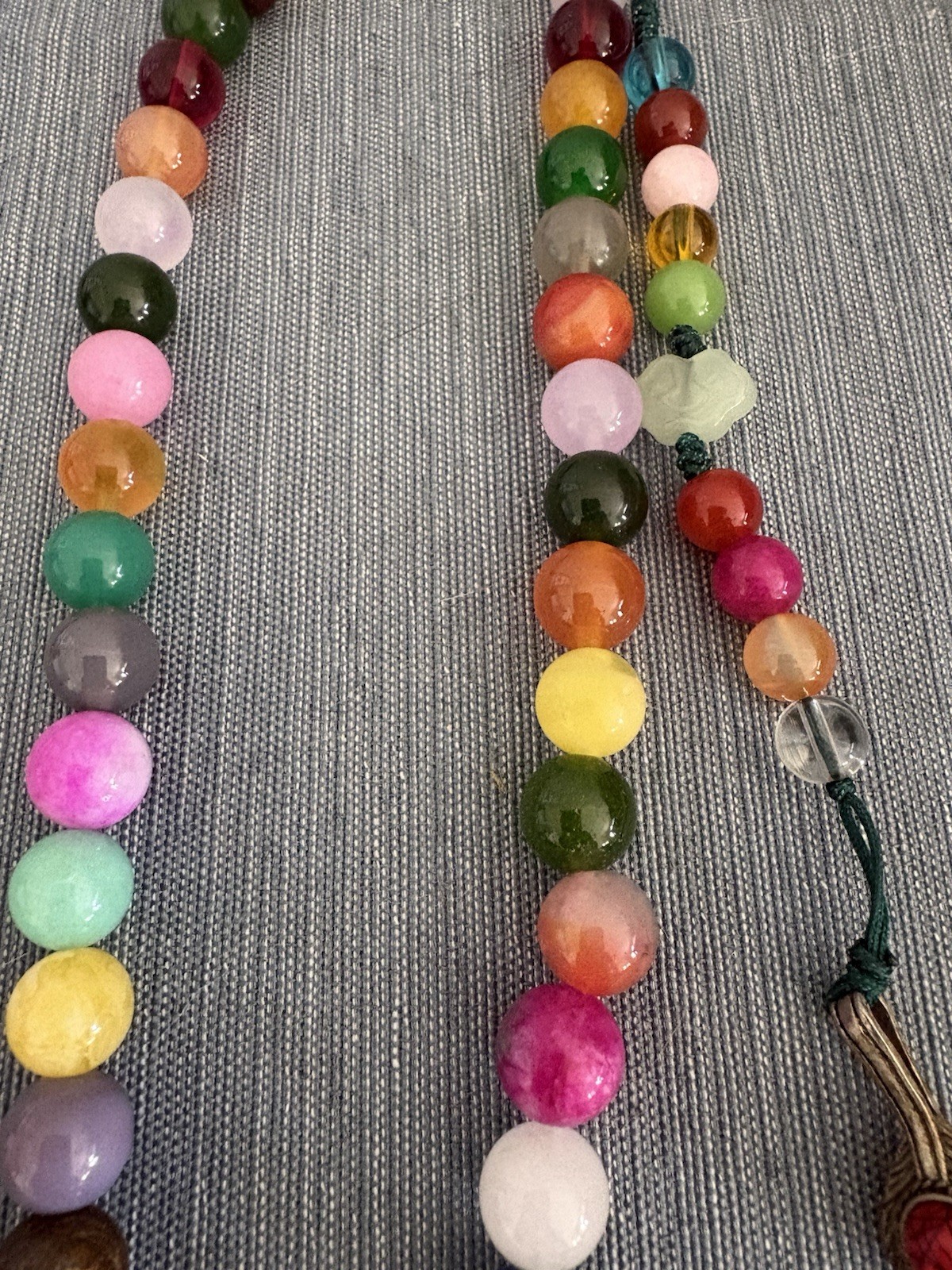 Boho Long Beaded Necklace Multicolor Stone Style Tassel Pendant Statement
