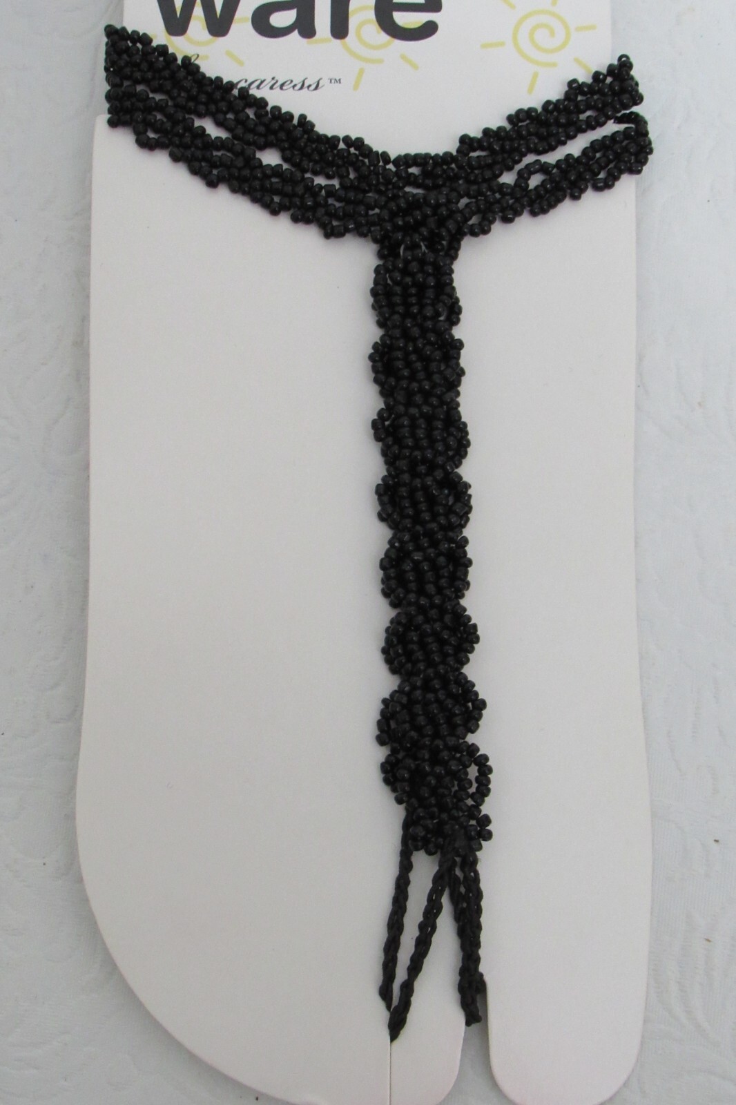 Barefoot Sandals Thong Anklets Beaded Black 1 Pair