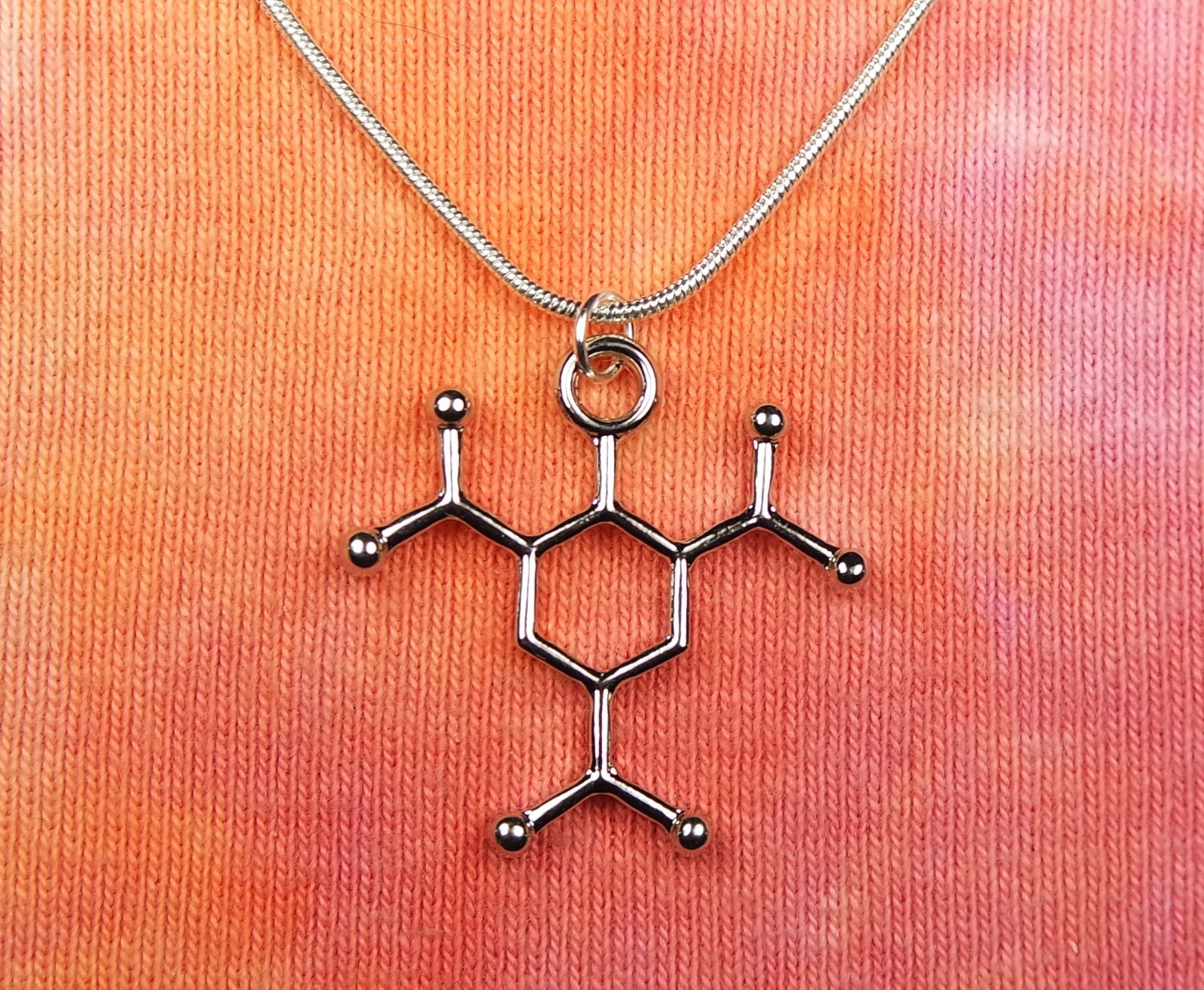 TNT Molecule Necklace, Science Charm Pendant Chemistry Dynamite Chain nb