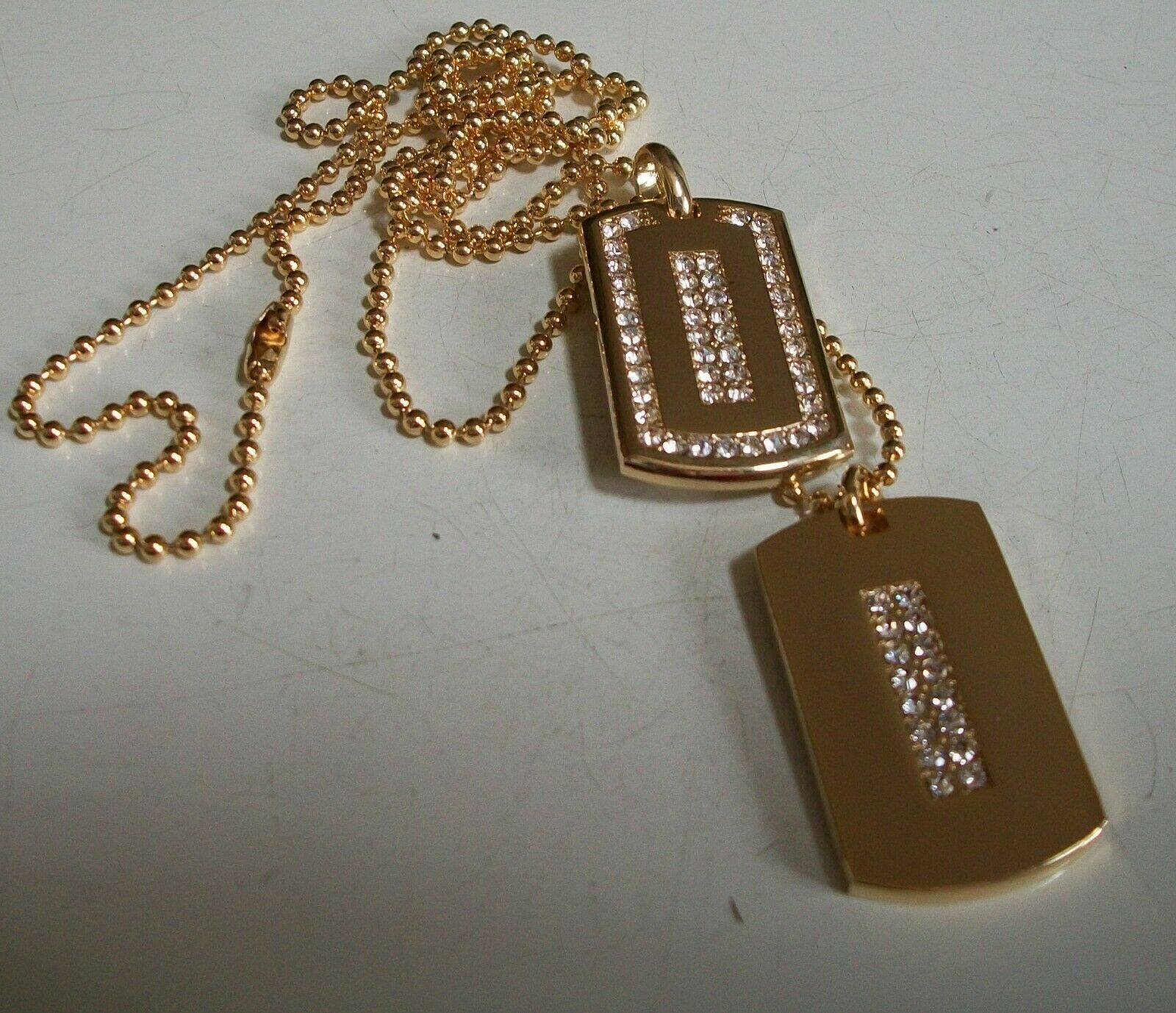 MEN’S FASHION SILVER & GOLD PLATED FASHION HIP HOP DOUBLE DOG TAG & CHAIN