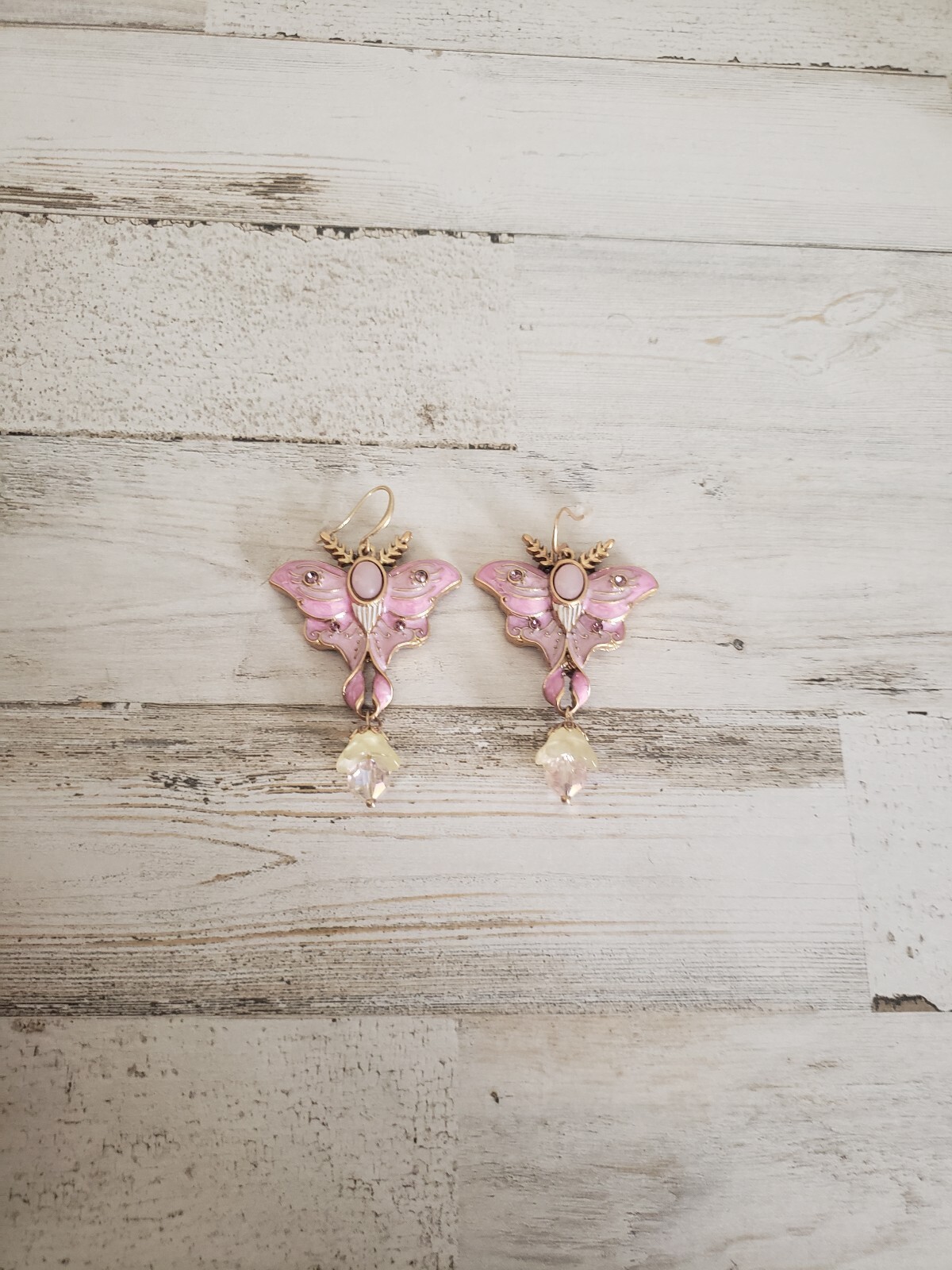 Luna moth earrings pink pretty cute jewelry love boho hippie gift adorable sweet