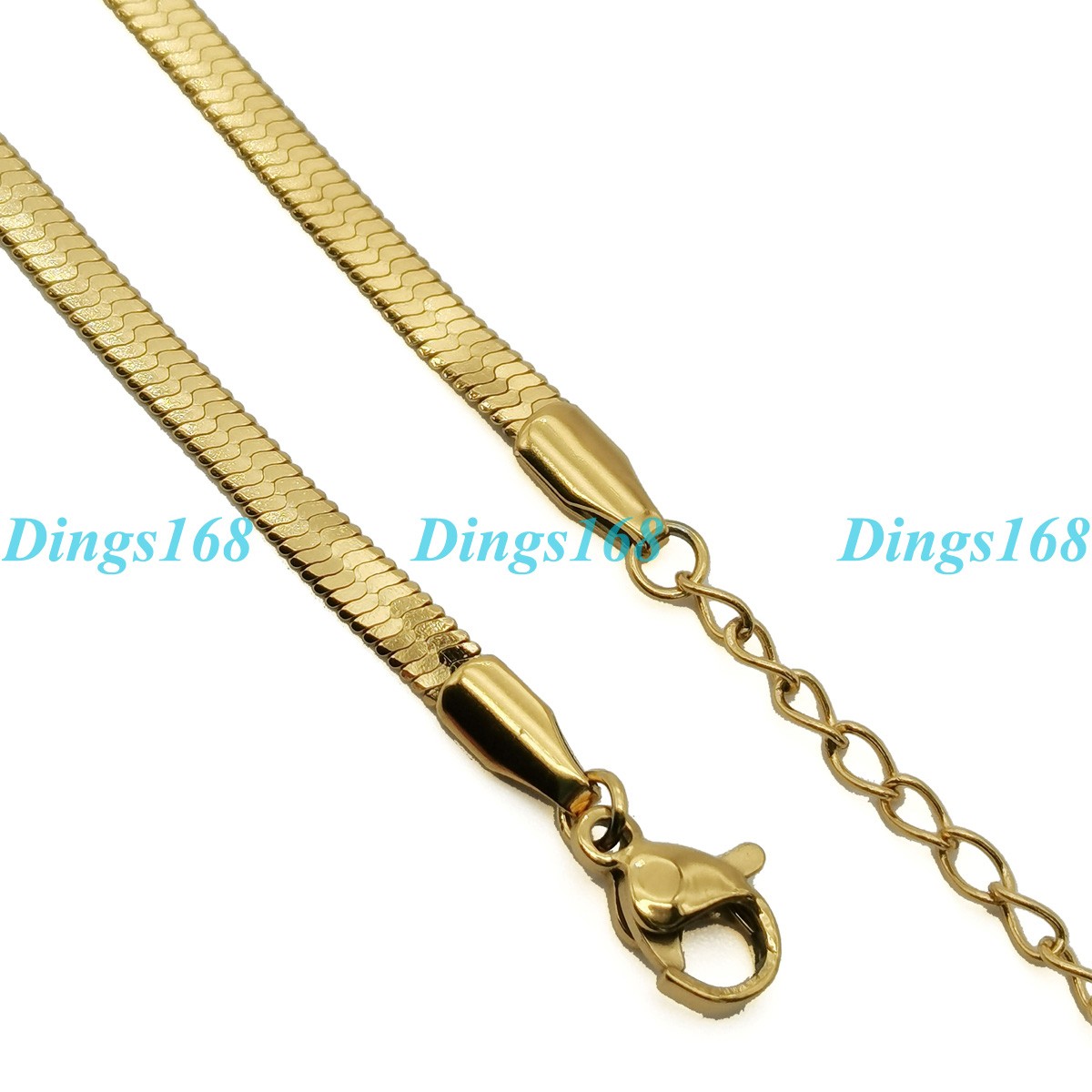 18K Gold Filled Tarnish-Resist 3mm wide 14.5+4.5inch Flat Snake Choker Chain F5B