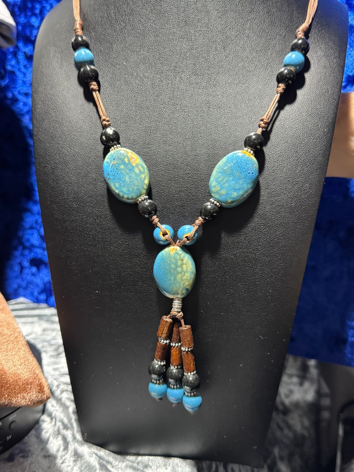 Vintage Natural Glass Flower-glazed Ceramic Beaded Colorful Necklace, Adjustable