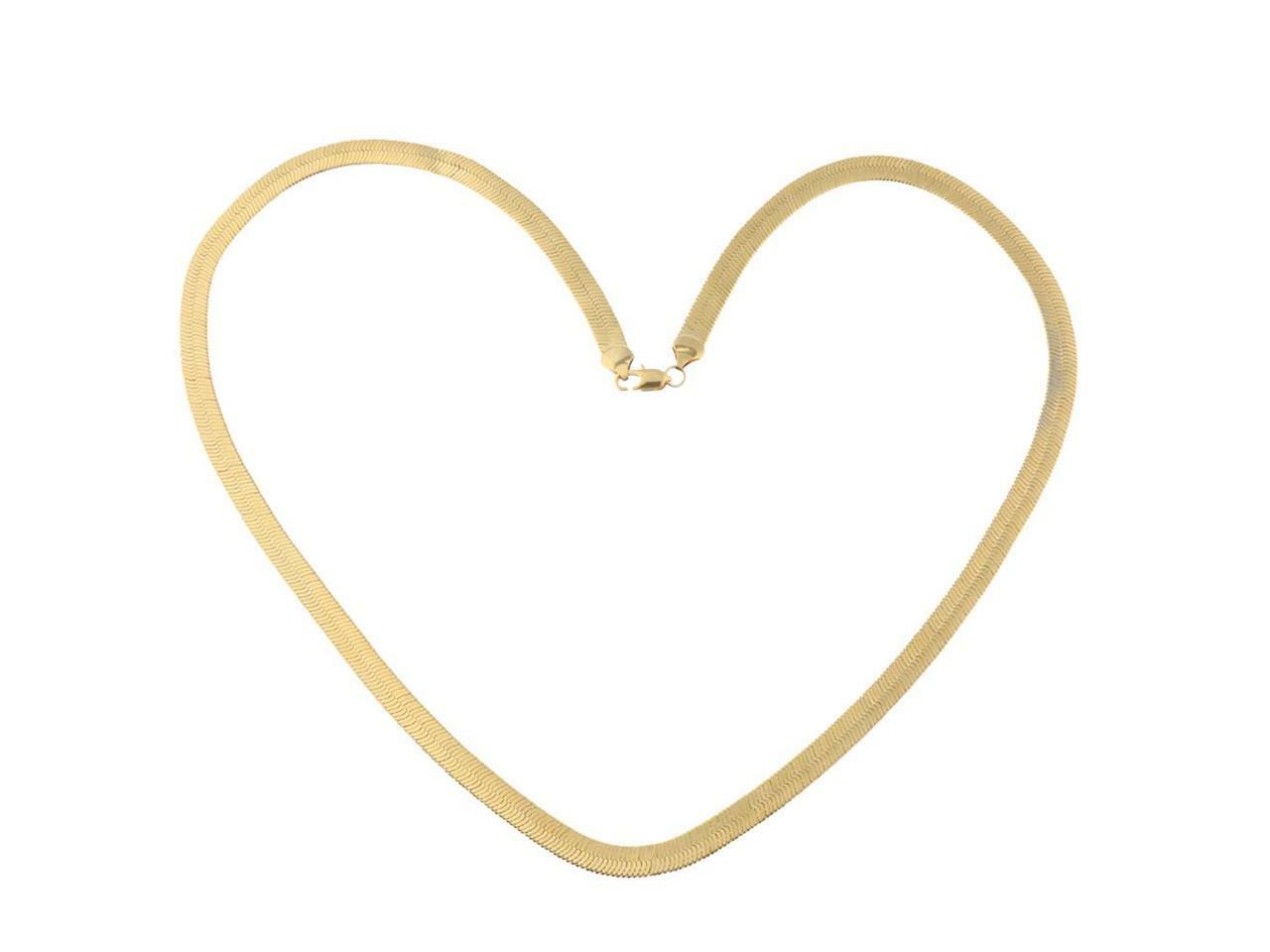 Men&Women’s Solid 18K Yellow Gold Filled 5mm wide Herringbone Chain Necklace T14