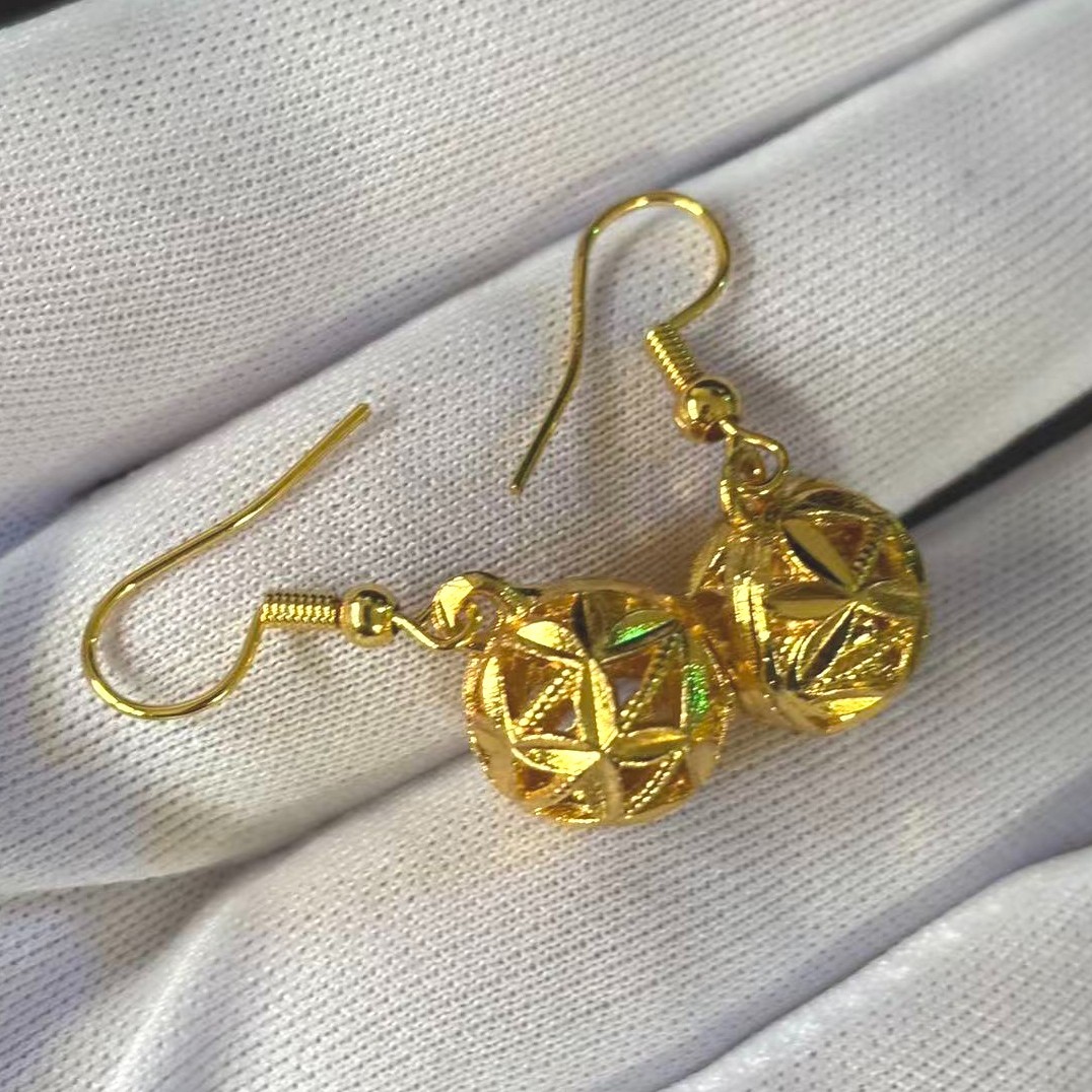 Hollowed-out Balls Drop Dangle Earrings Gold-plated (NOT SURE) No Mark
