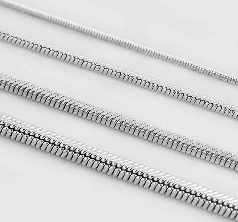 Stainless Steel Round Snake Chain Necklace 40-60cm Unisex Jewelry Gift