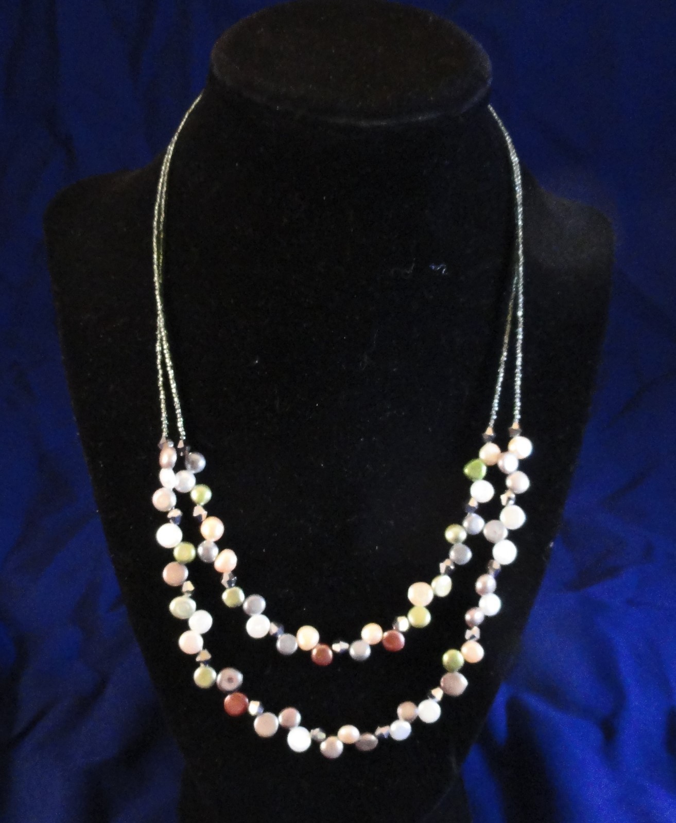 Signed Adjustable Multi-Color 16″ to 20″ Cultured Coin Pearl Necklace Lia Sophia