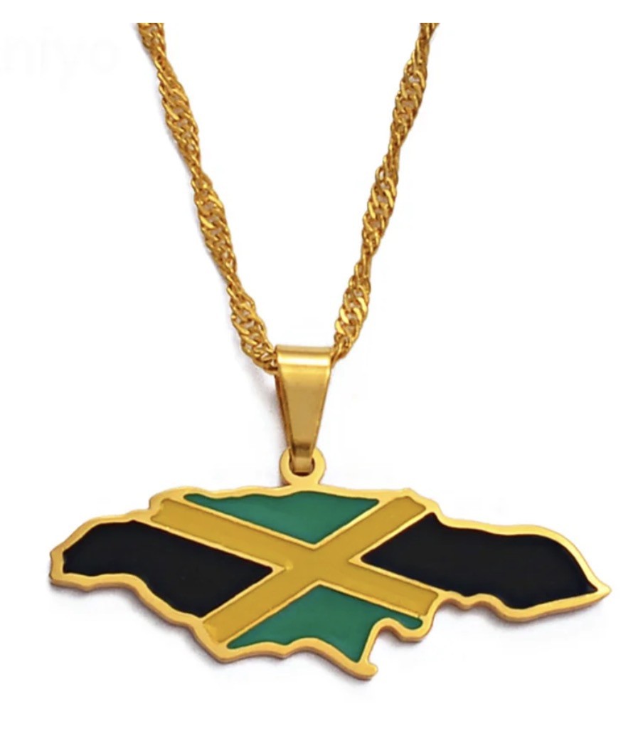 Jamaica Map Pendant for Necklace (Pendant Only) – Colored – Stainless Steel 