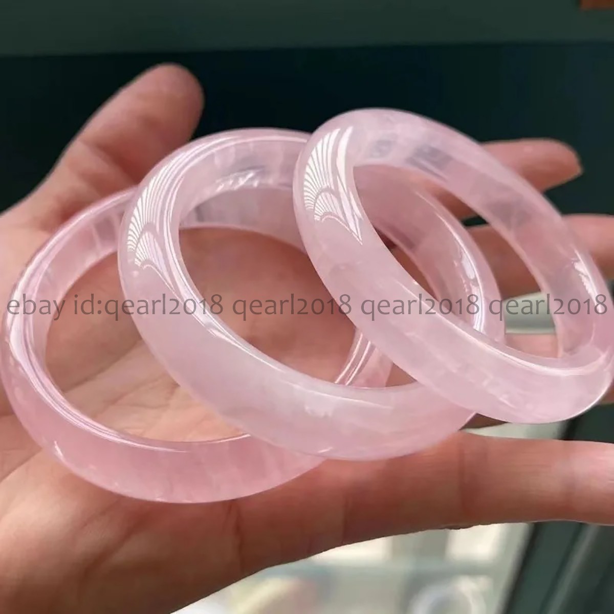 Natural Light Pink Rose Quartz Gemstone Bangle Bracelet 56-62mm Women Jewelry