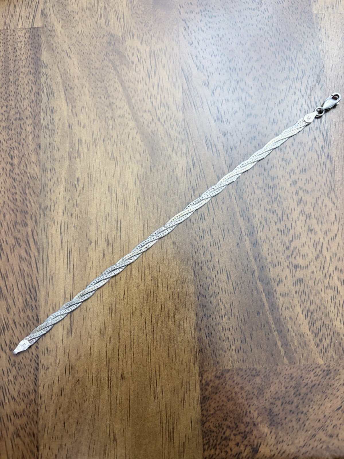 Sterling Silver herringbone 7” braided 3 strand design made in Italy