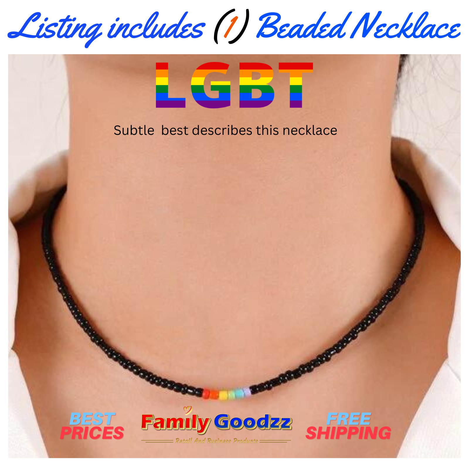 🌈 LGBT Rainbow Gay Pride Multi-Colored Bead Necklace, Buy 1 get 1 at 50%