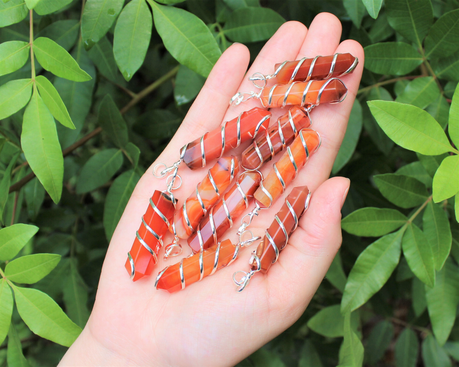 Carnelian Spiral Wrapped Point Pendant / Necklace (Carnelian Point Pendant)
