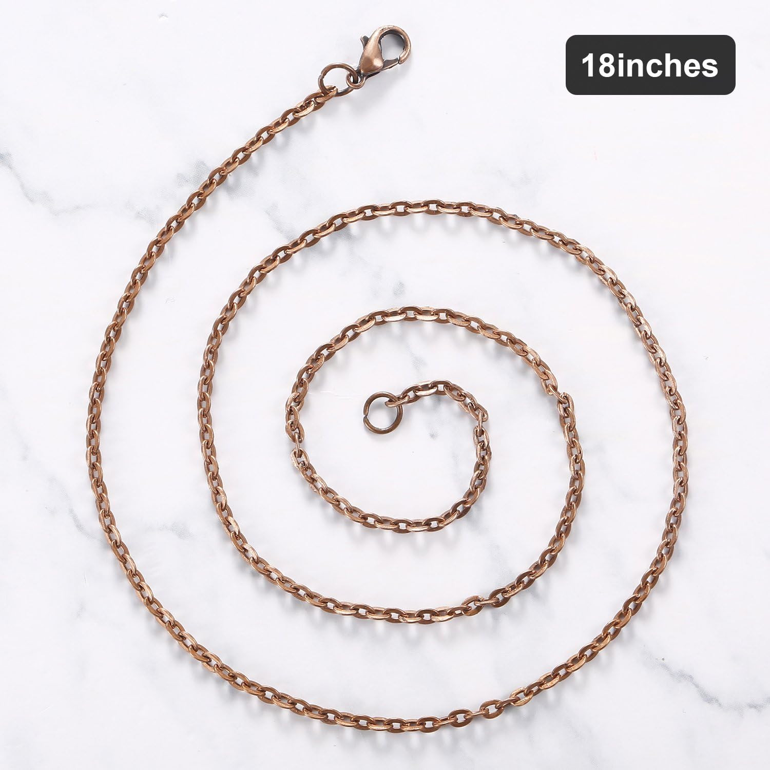 24 Pack Antique Red Copper Cable Chain Necklace Twisted Link Chain for Jewelry M