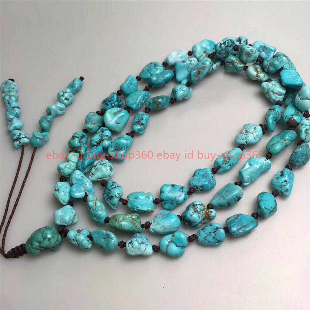 Natural 10x14mm Blue Turquoise Gemstone irregular Beads Necklace 35in