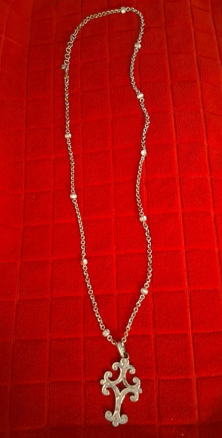 Vintage Brighton Ornate Gothic Cross Necklace 18″ Chain.