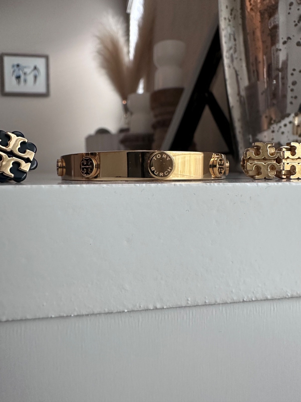 Tory Burch Miller Stud Hinge Bangle Bracelet Gold Tory Burch Earring Set