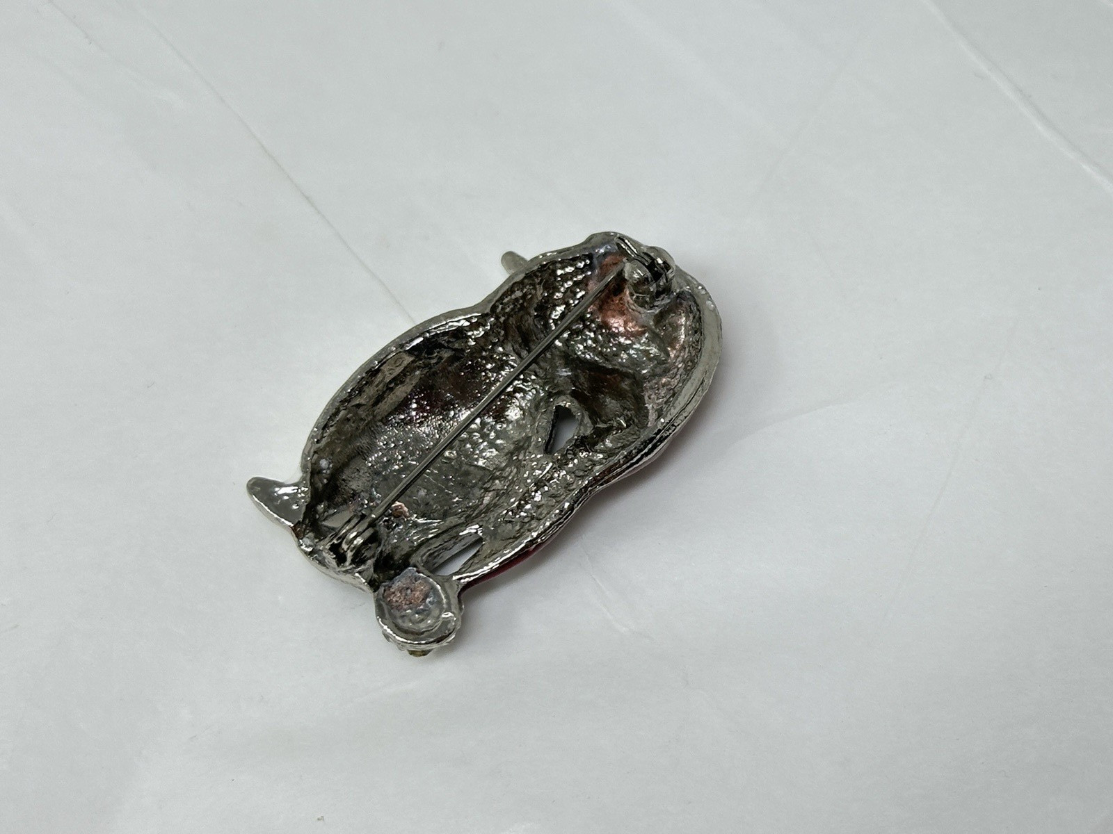 Silvertone Multicolor Black Red White Enamel Christmas PENGUIN Brooch Pin