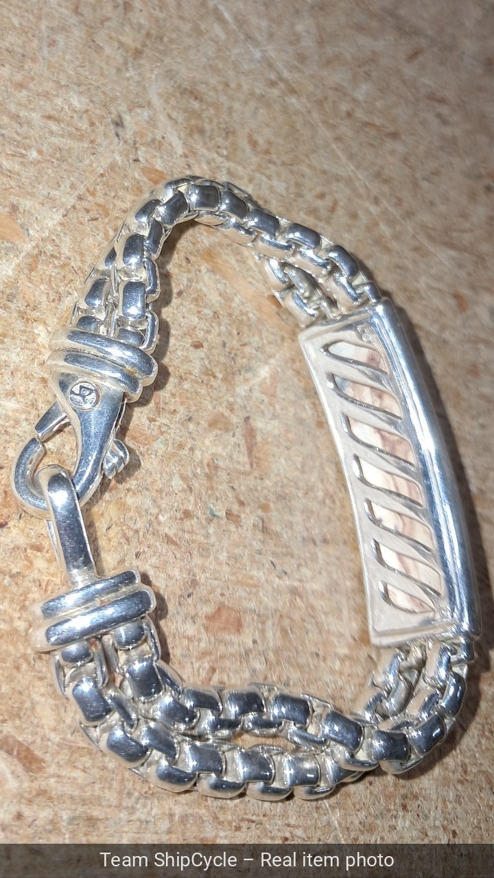 David Yurman Sterling Silver 2 Row Box Chain ID Bracelet G2U