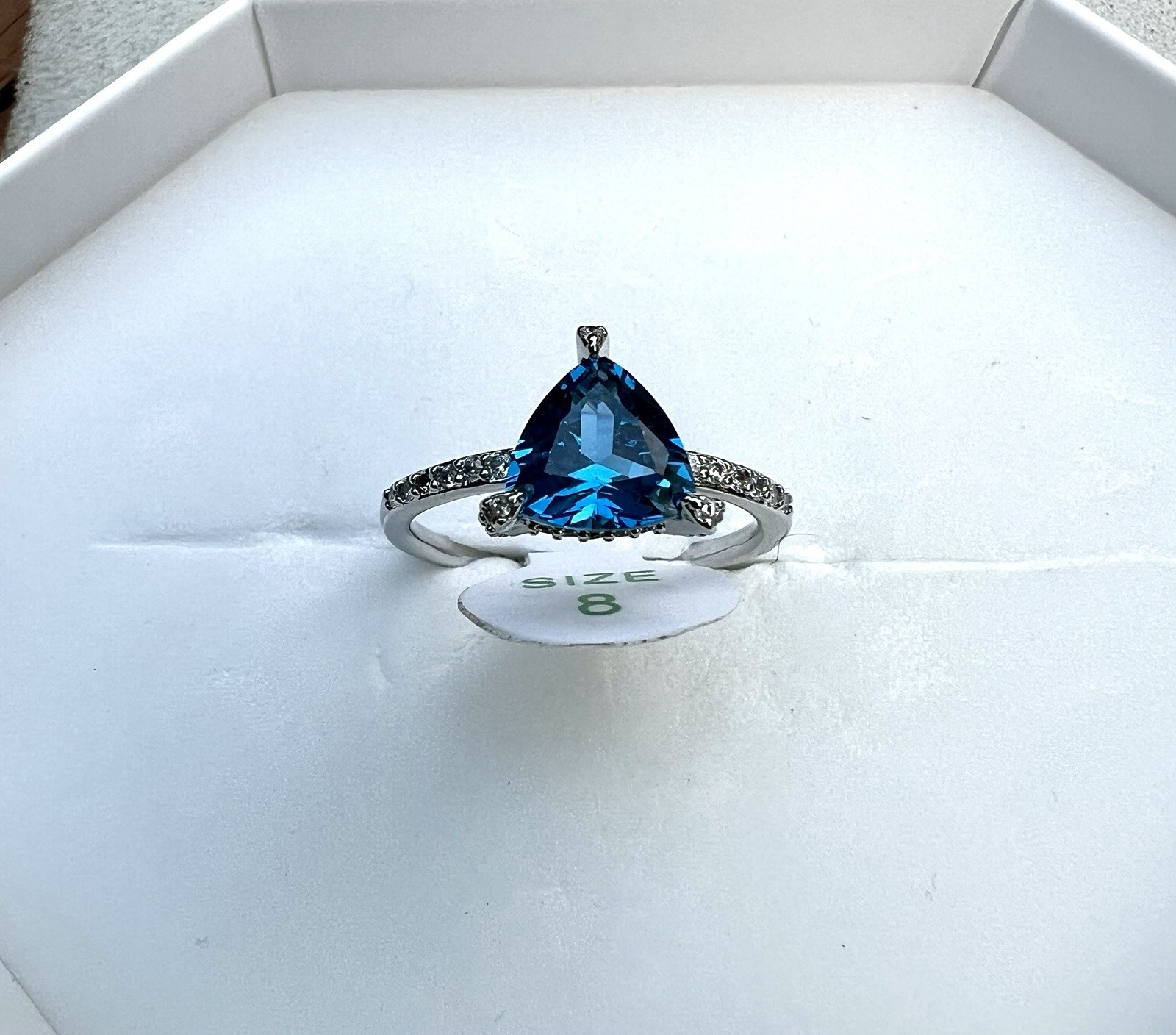 Bomb Party “Illuminated Moments” Lab Aqua Blue Spinel SZ 8 On Rhodium-no Og Bag