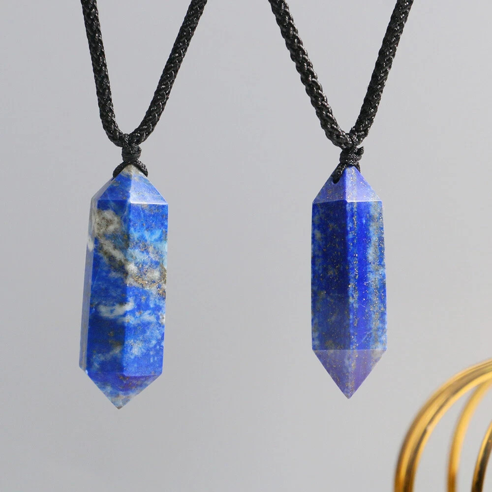 Natural Lapis Lazuli Crystal Pendant Necklace Gemstone Healing Reiki Amulet