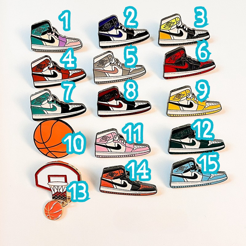 15 Styles Jordan 1 Sneaker Enamel Pins Basketball Hoop Shoe Hypebeast Hat Lapel