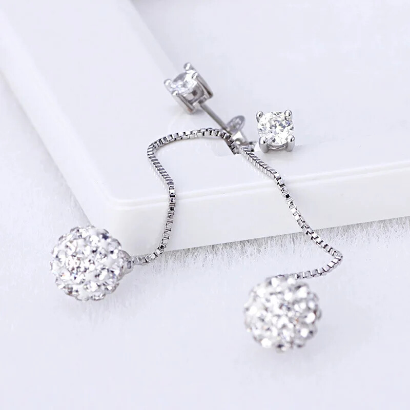 CHSHINE Shambhala Crystal 925 Sterling Silver Long Tassel Drop Earrings Jewelry