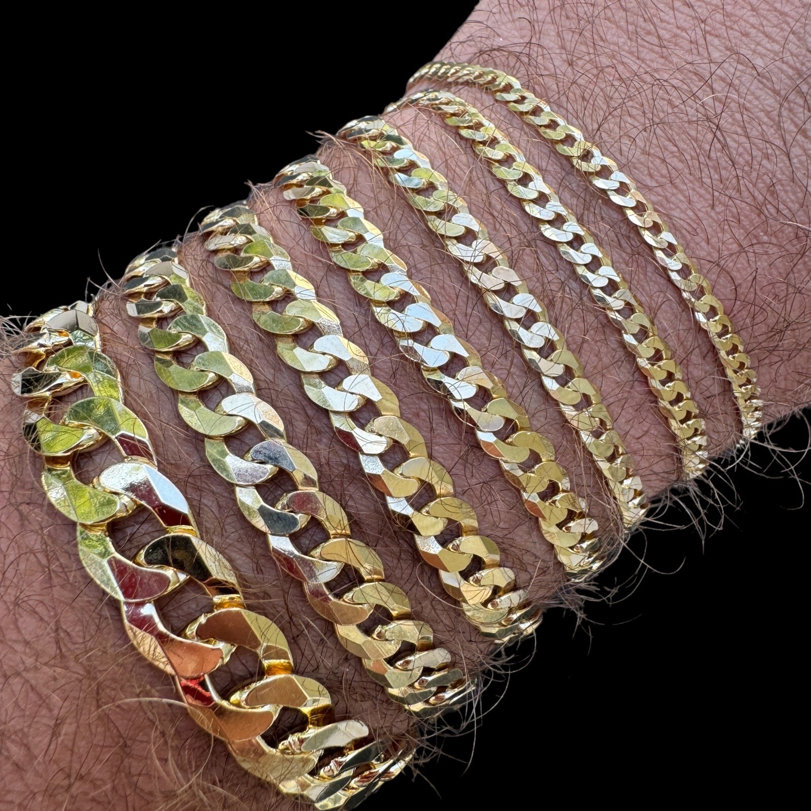Real 14k Gold Plated Solid 925 Sterling Silver Flat Cuban Bracelet Mens Ladies
