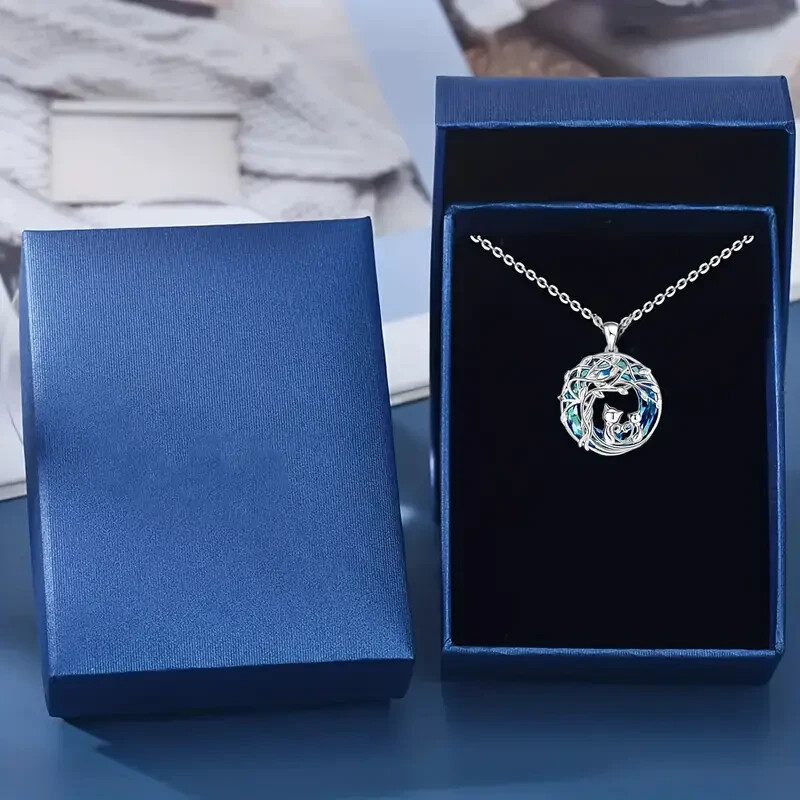 Rainbow Mystical Fire Topaz 925 Sterling Silver Tree Of Life Cat Kitten Necklace