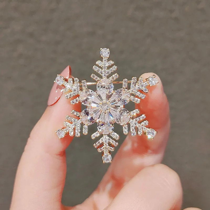 Enamel Snowflake Brooch Pin Jewelry Womens Gift