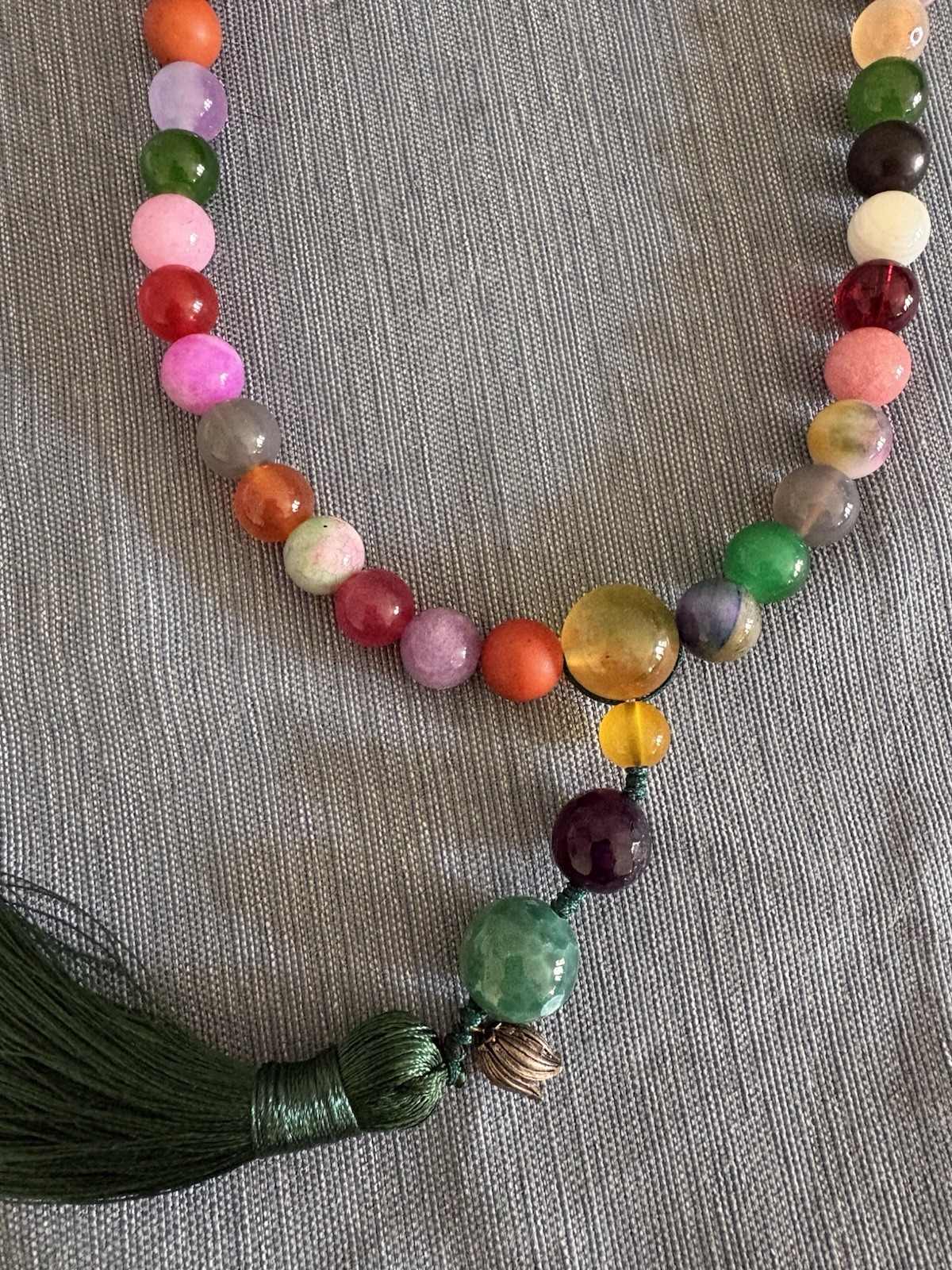 Boho Long Beaded Necklace Multicolor Stone Style Tassel Pendant Statement