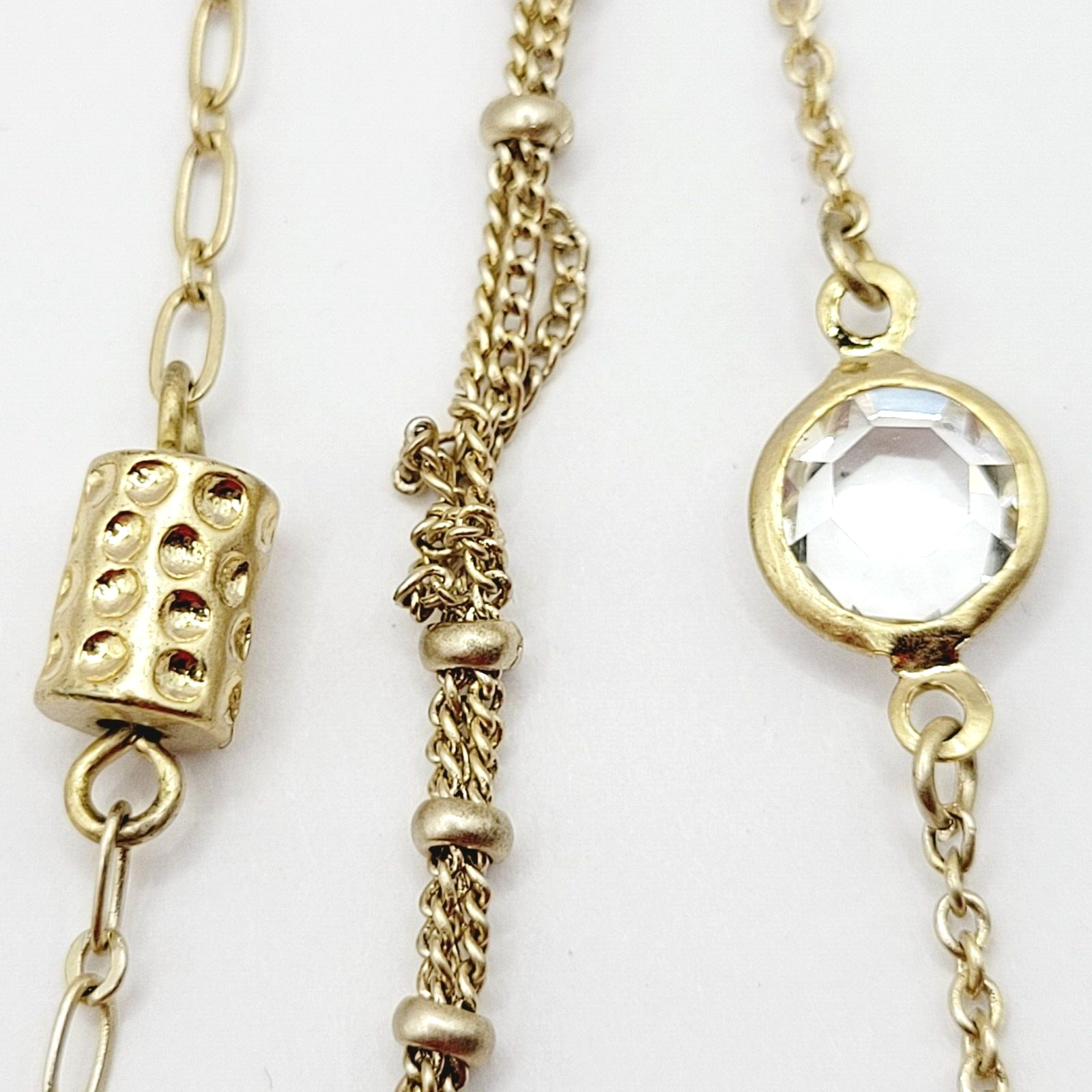 Set of 3 Detachable Necklace Crystal Barrel Station Gold Tone lia Sophia 2014
