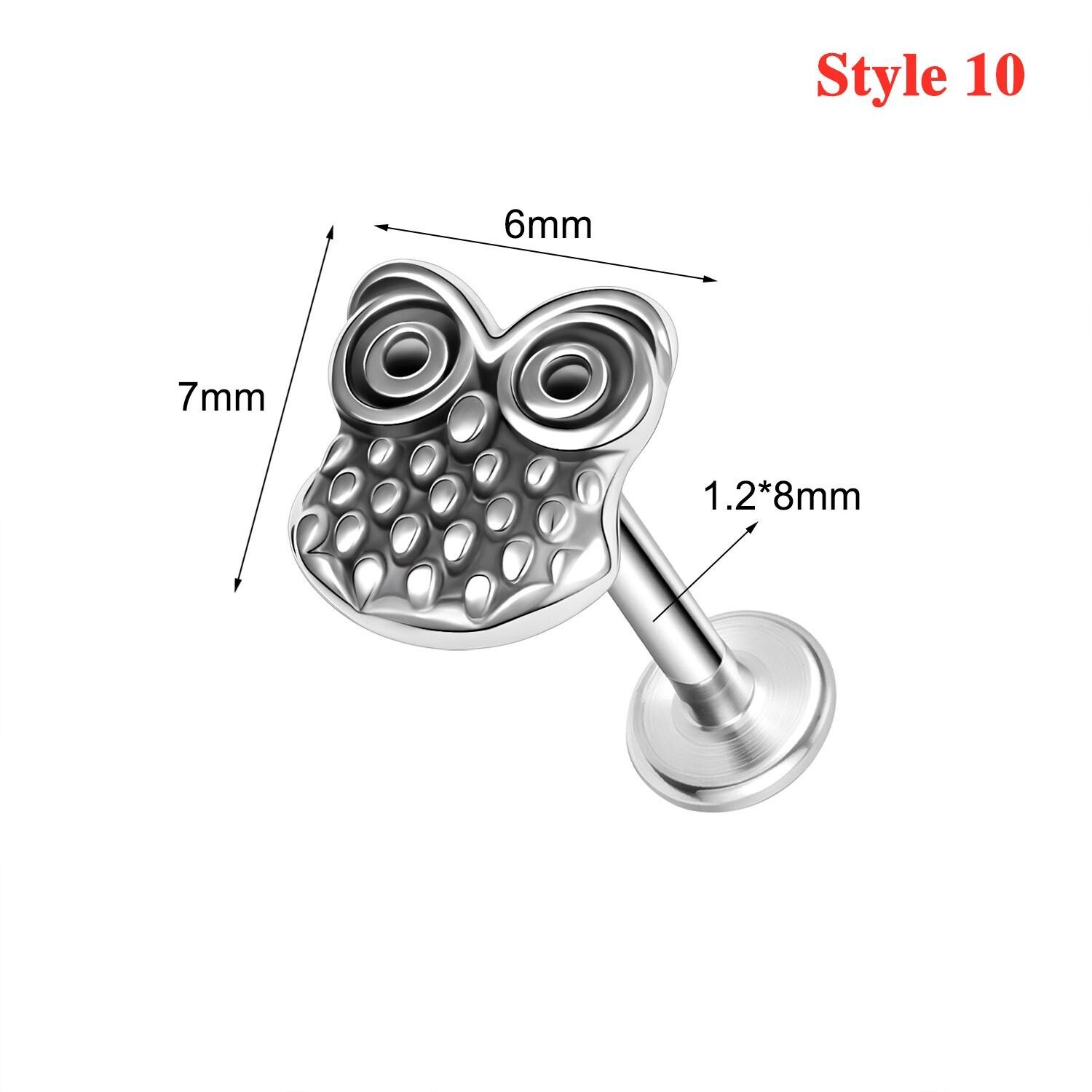 16G Stainless Steel Lip Ring Punk Skull Labret Piercing Helix Piercing Jewelry