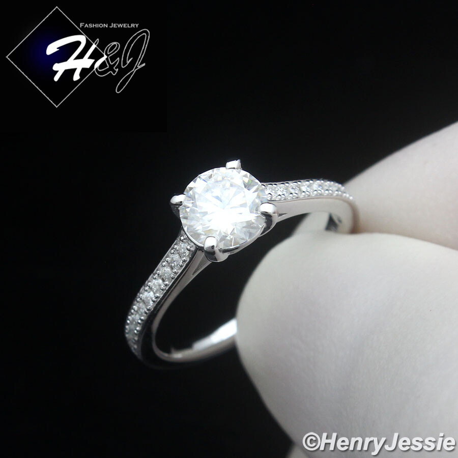 WOMEN SOLID 925 STERLING SILVER 1CT ROUND MOISSANITE ENGAGEMENT RING*MR229
